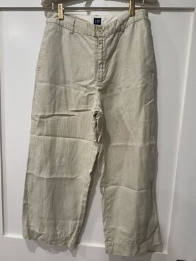 GAP Women’s 100% Linen Light Cream Wide-Leg Capri